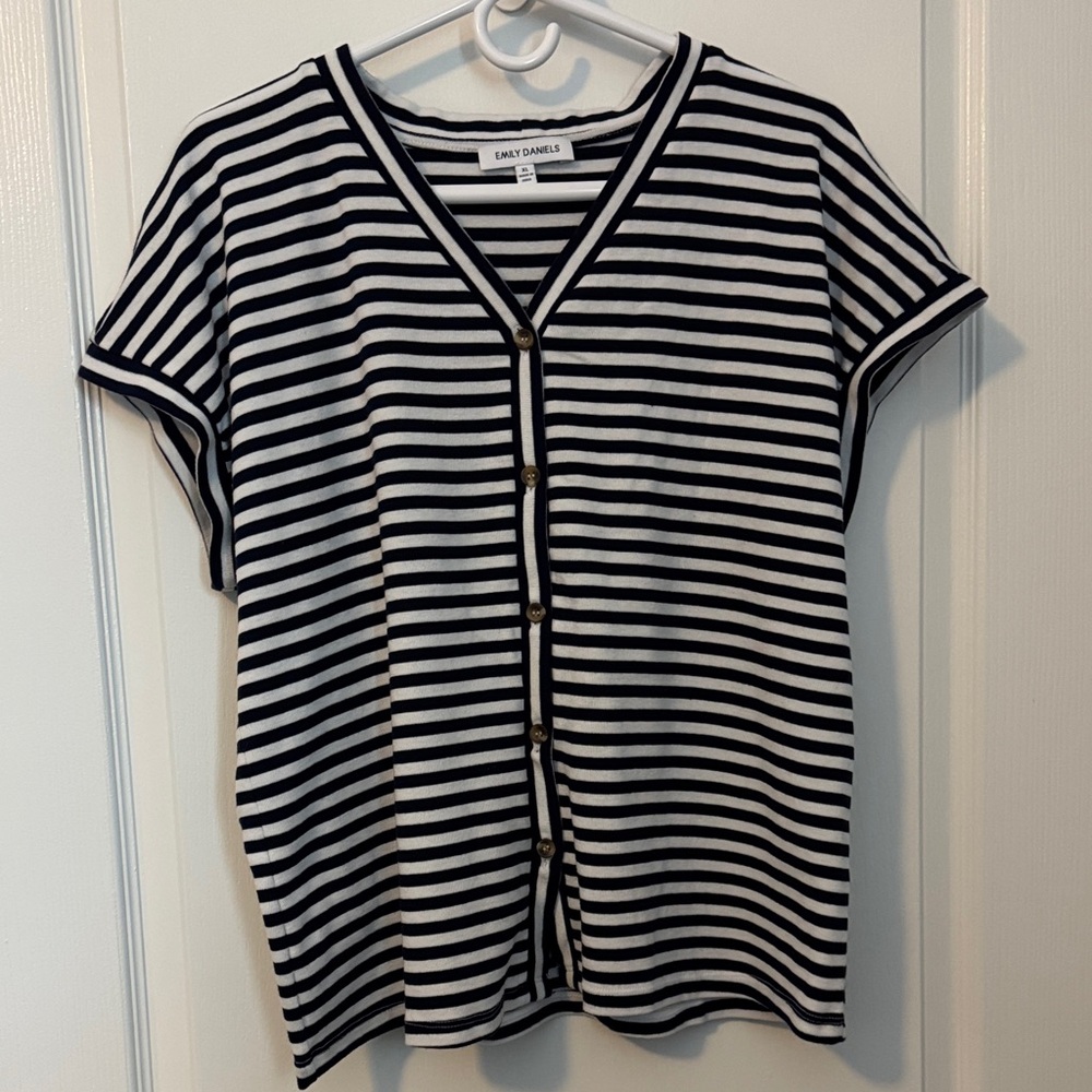 Classic Striped Button-Up Tee